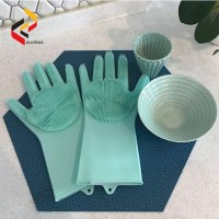 Silicone Washing Insulated Scrubber Cleaning Silicone Brush Gloves for Washing Dishes